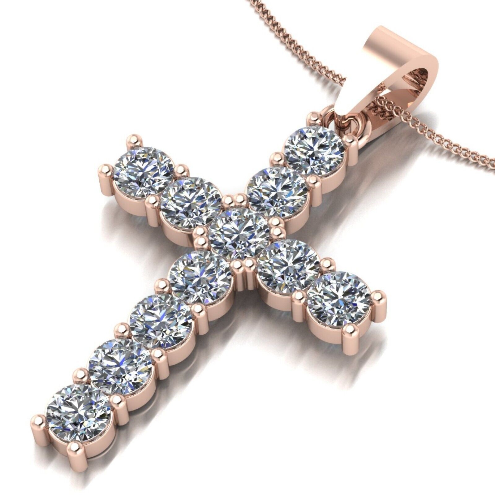 Diamond Pendant GLI HRD Round 1.20 Ct Lab Created 18k Rose Gold Womens Necklaces