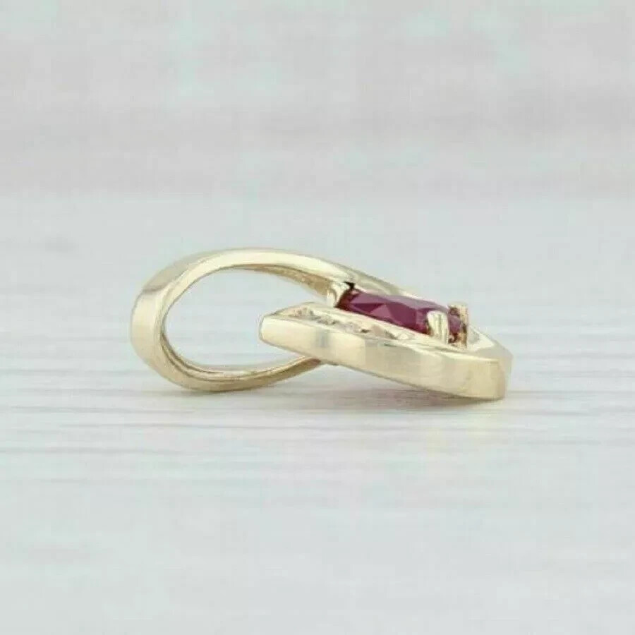 1.25 Ct Pear Cut Ruby & Diamond Drop Teardrop 14k Yellow Gold Over Pendant