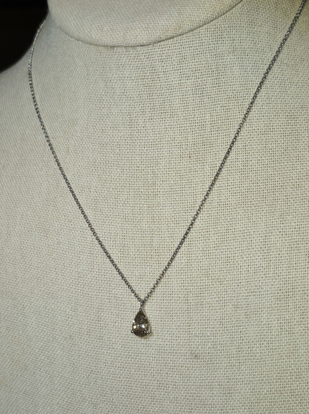 STUNNING! PLATINUM 900 NATURAL EARTH MINED 1ct GOLDEN DIAMOND SOLITAIRE NECKLACE