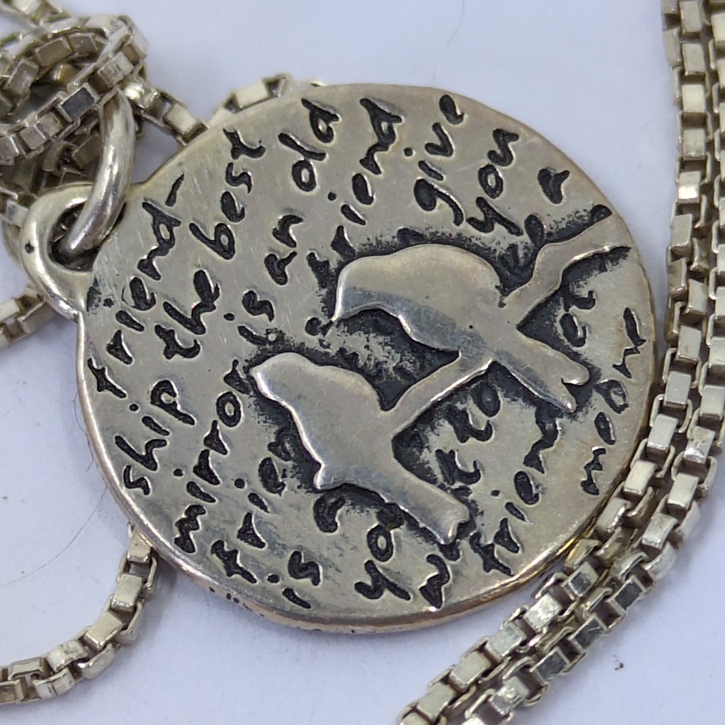 Kevin N Anna 950 Silver Birds Friendship the best mirror is an old friend Charm