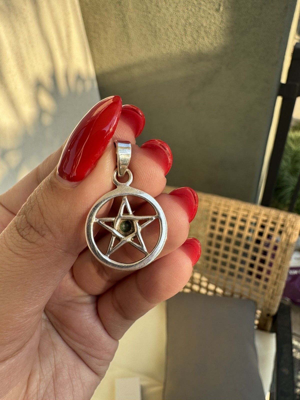 Sterling Silver Malachite Pentacle Pendant