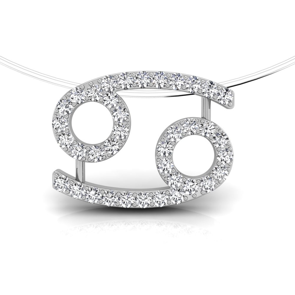 18K White Gold Lab Grown Diamond Zodiac Pendant, Round Cut, IDL Cert – DPPN0092