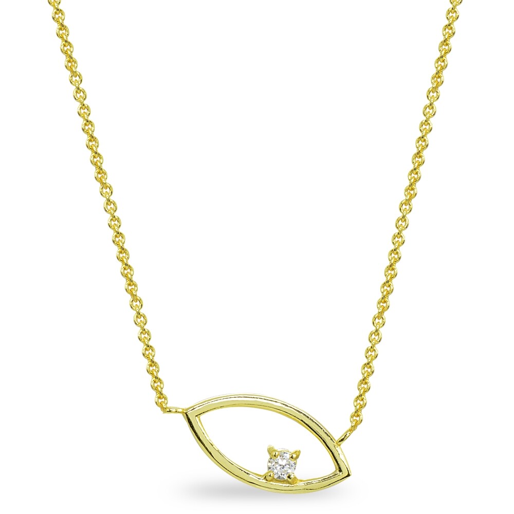 Round Cubic Zirconia Asymmetrical Evil Eye Gold Plate 925 Silver Choker Necklace
