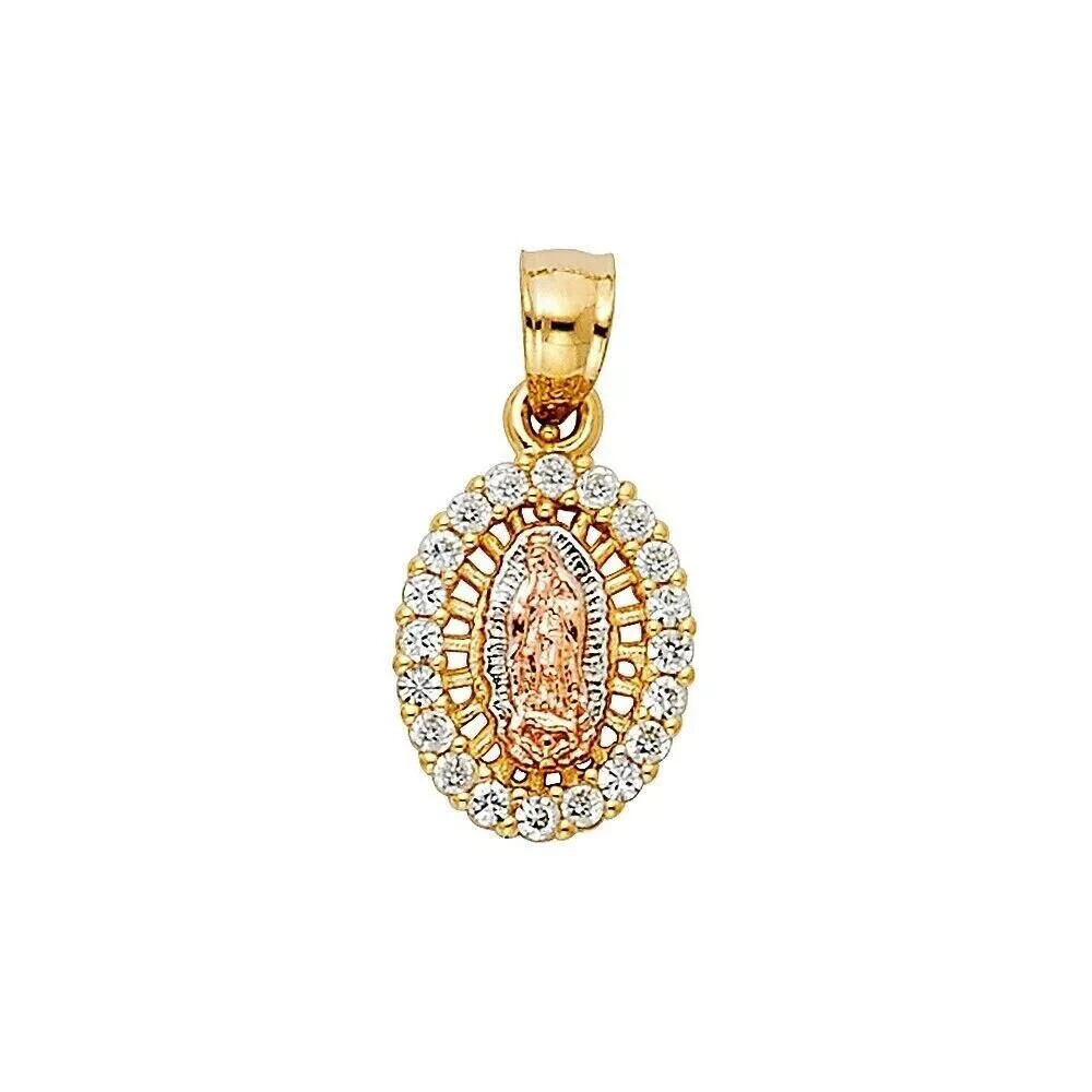 1.00Ct Round Cut VVS1/D Diamond Virgin Mary Pendant 14K Yellow Gold Finish