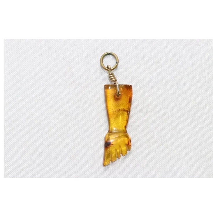 Gold Fill Amber Hand Pendant
