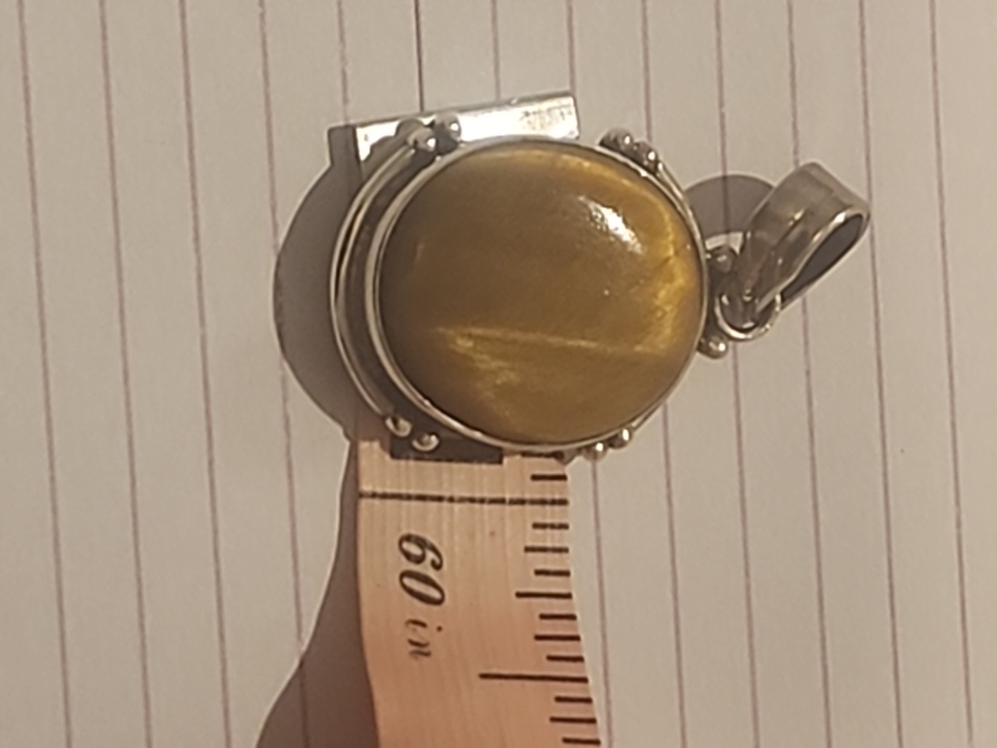 Natural Golden Tiger’s Eye Gemstone Cabochon Pendant in 925 Sterling Silver