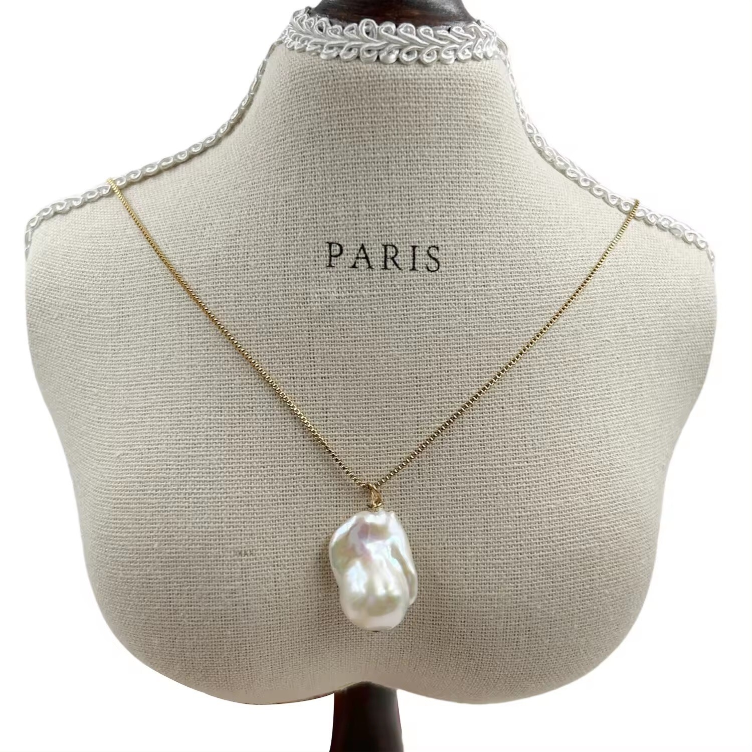 Cultured Baroque Pearl 18k Plated Box Chain Necklace in Gift Box – Real Pearls