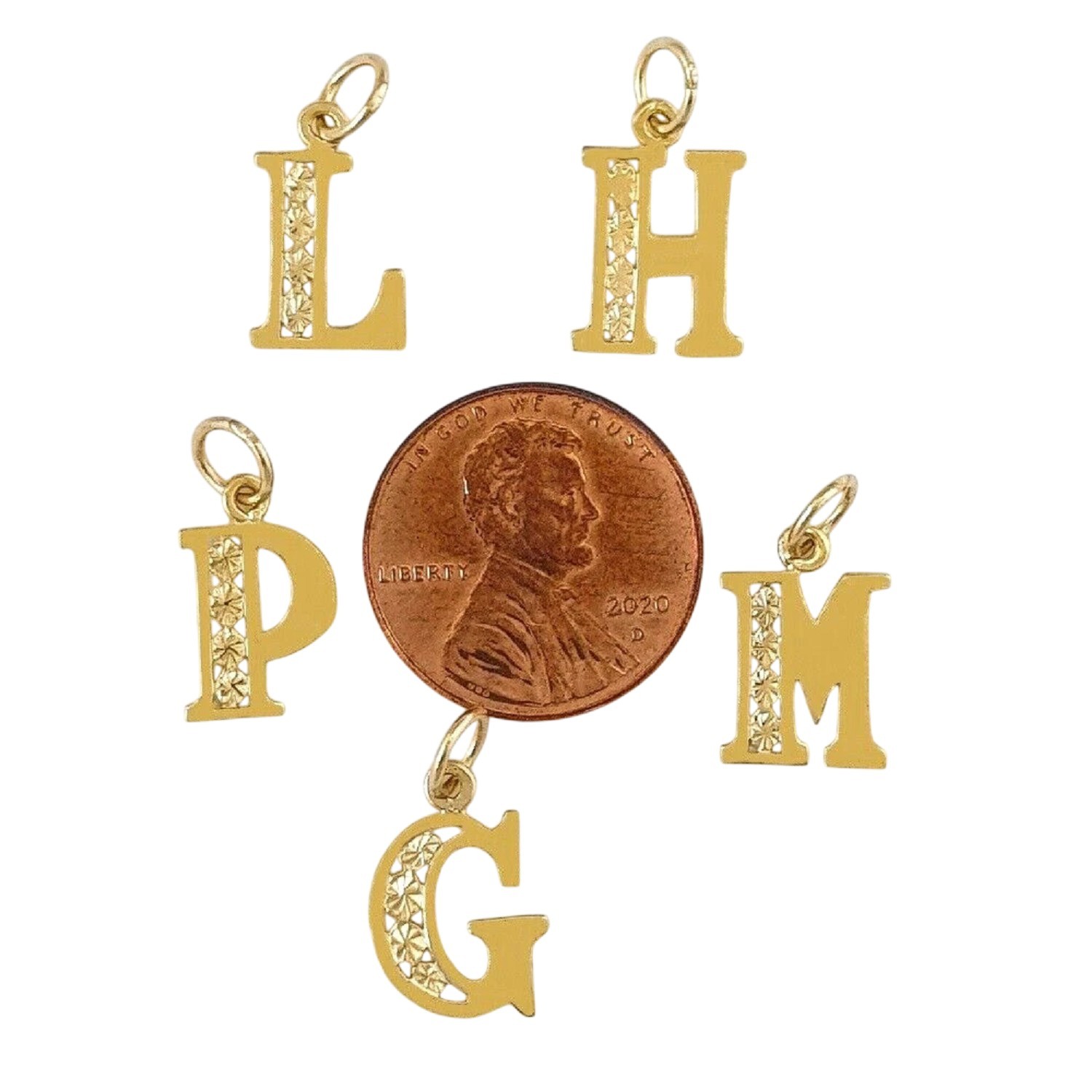 A to Z Any One 14K Yellow Gold Letter Pendant / Charm, Made in USA