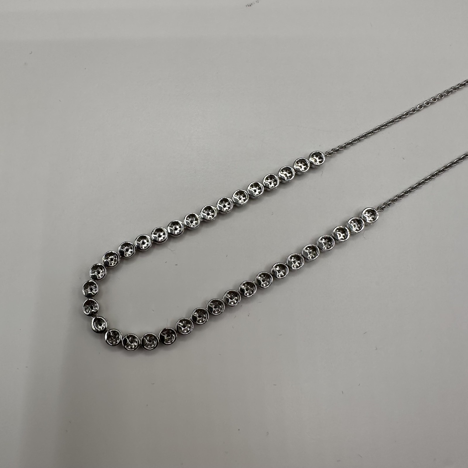 Natural Diamond Cluster Necklace in 10kt White Gold – 1ctw Diamonds, 16-17″, New
