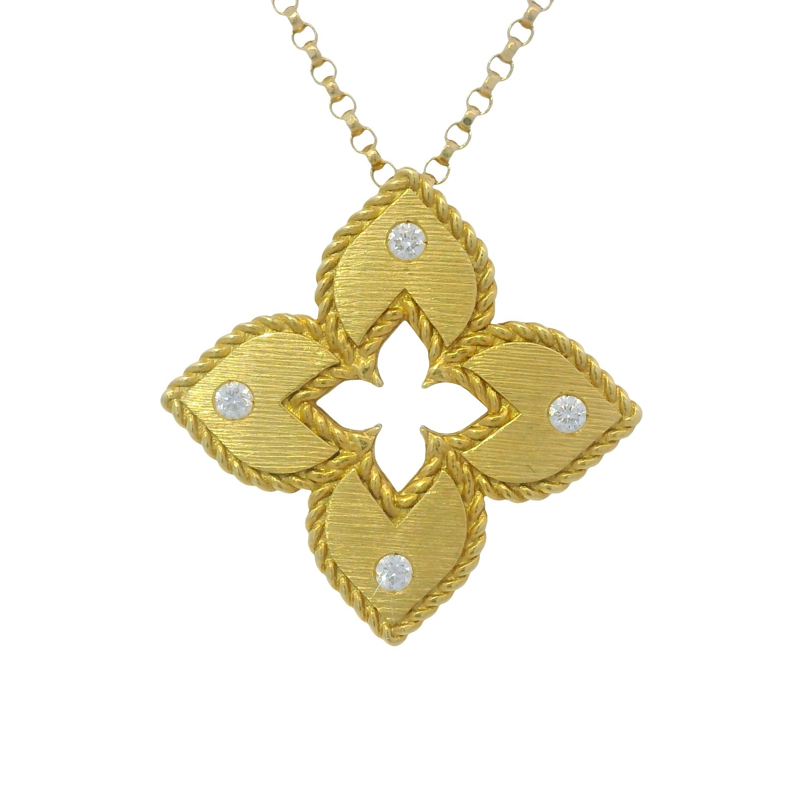 Roberto Coin 18k Yellow Gold Venetian Princess Diamond & Satin Pendant Necklace