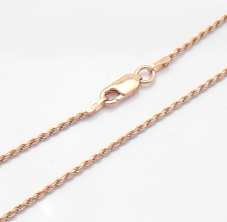 Technibond Diamond Cut Rope Chain Necklace 14K Pink Rose Gold Plated Silver