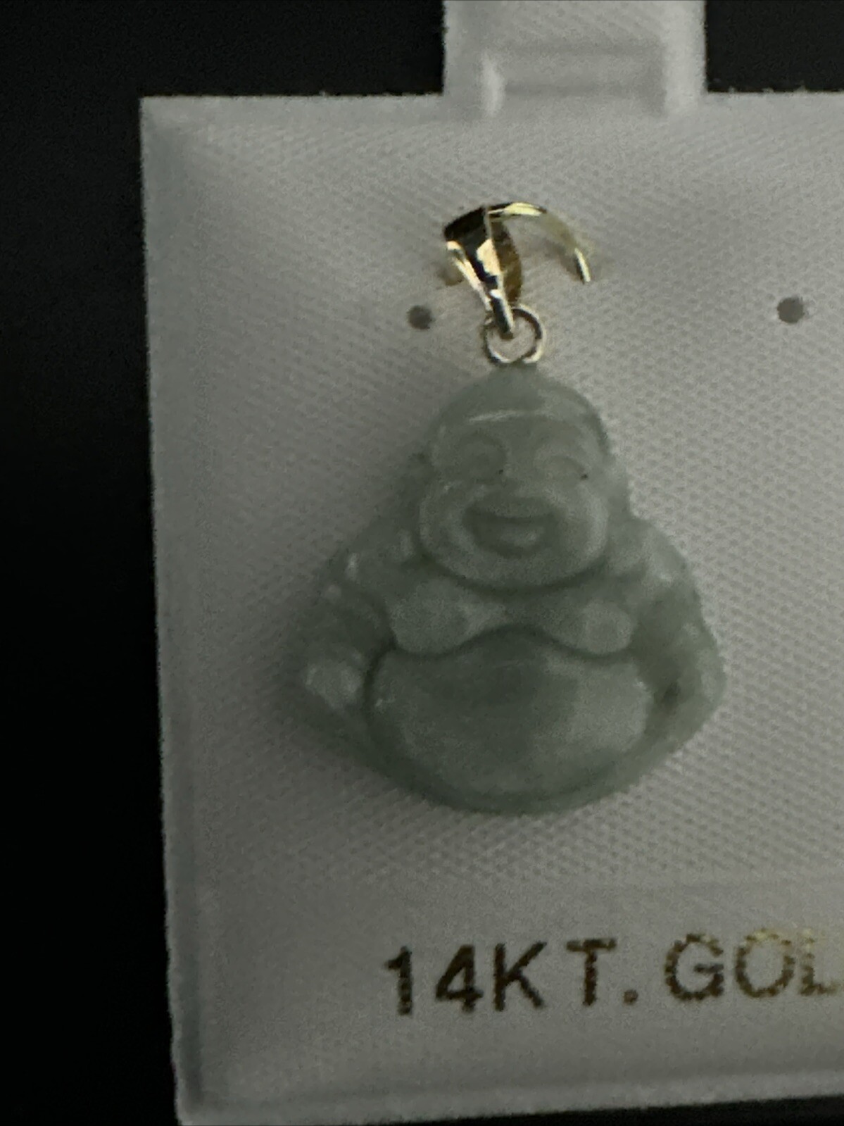 Light Green Laughing Buddha Jade Pendant (14K)