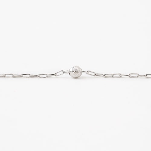Pt850 Solid Platinum Oval Cable Chain Necklace Adjustable 17″ Faceted Beads Sta.