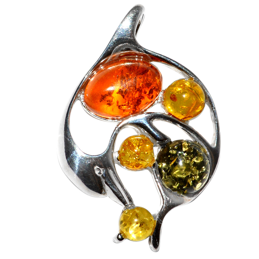 5.7g Dolphin Authentic Baltic Amber 925 Sterling Silver Pendant Jewelry N-A336
