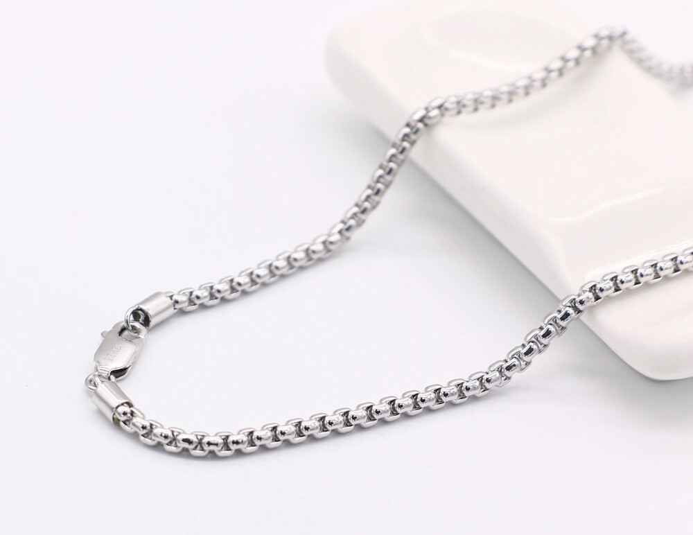 925 Sterling Silver Solid 3mm Round Box Chain Necklace 18″-28″ for Women & Men