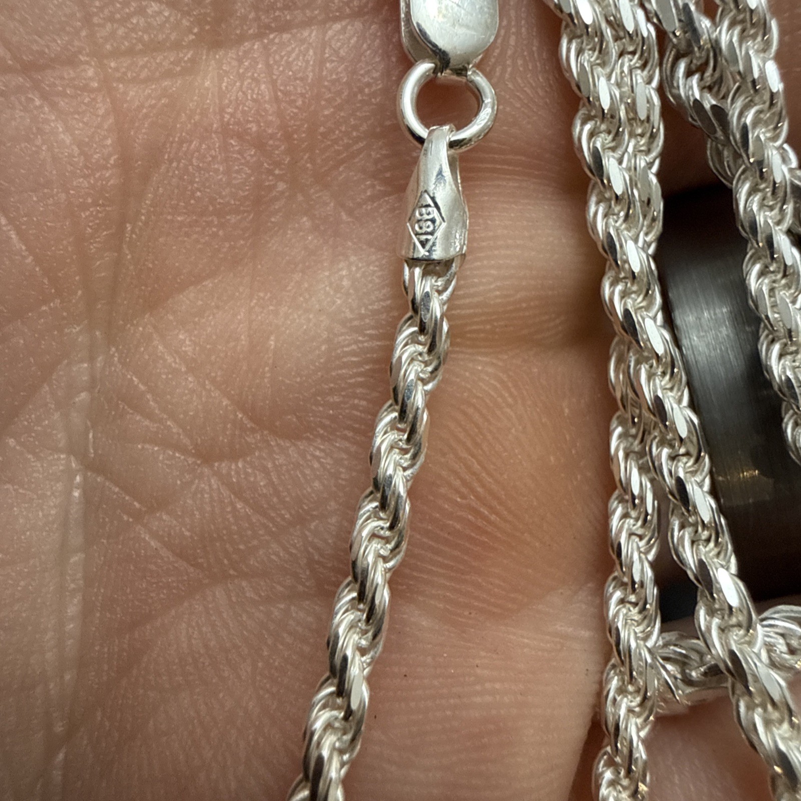 Real 925 SOLID Sterling Silver Diamond-Cut ROPE Chain And Bracelet COMBO 15.65gr