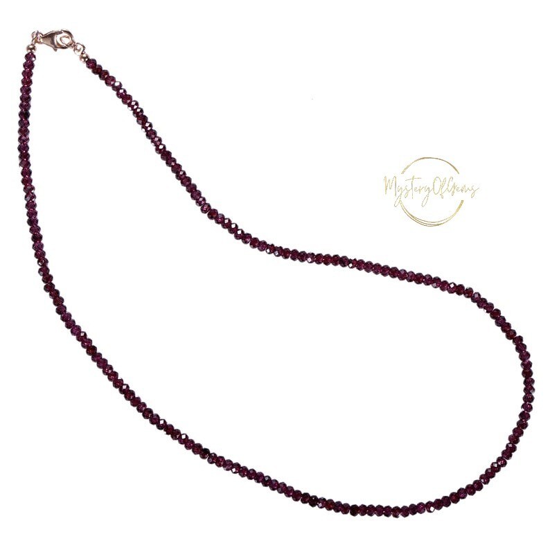 AAA++ Red Garnet Faceted Round Gemstone Beaded 18″ Handmade Men Women Necklace