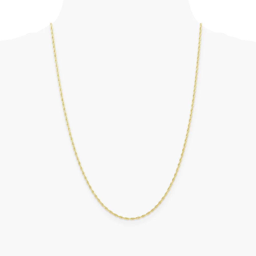 10K Yellow Gold 1.55mm Carded Cable Rope Chain Necklace 16″-24″