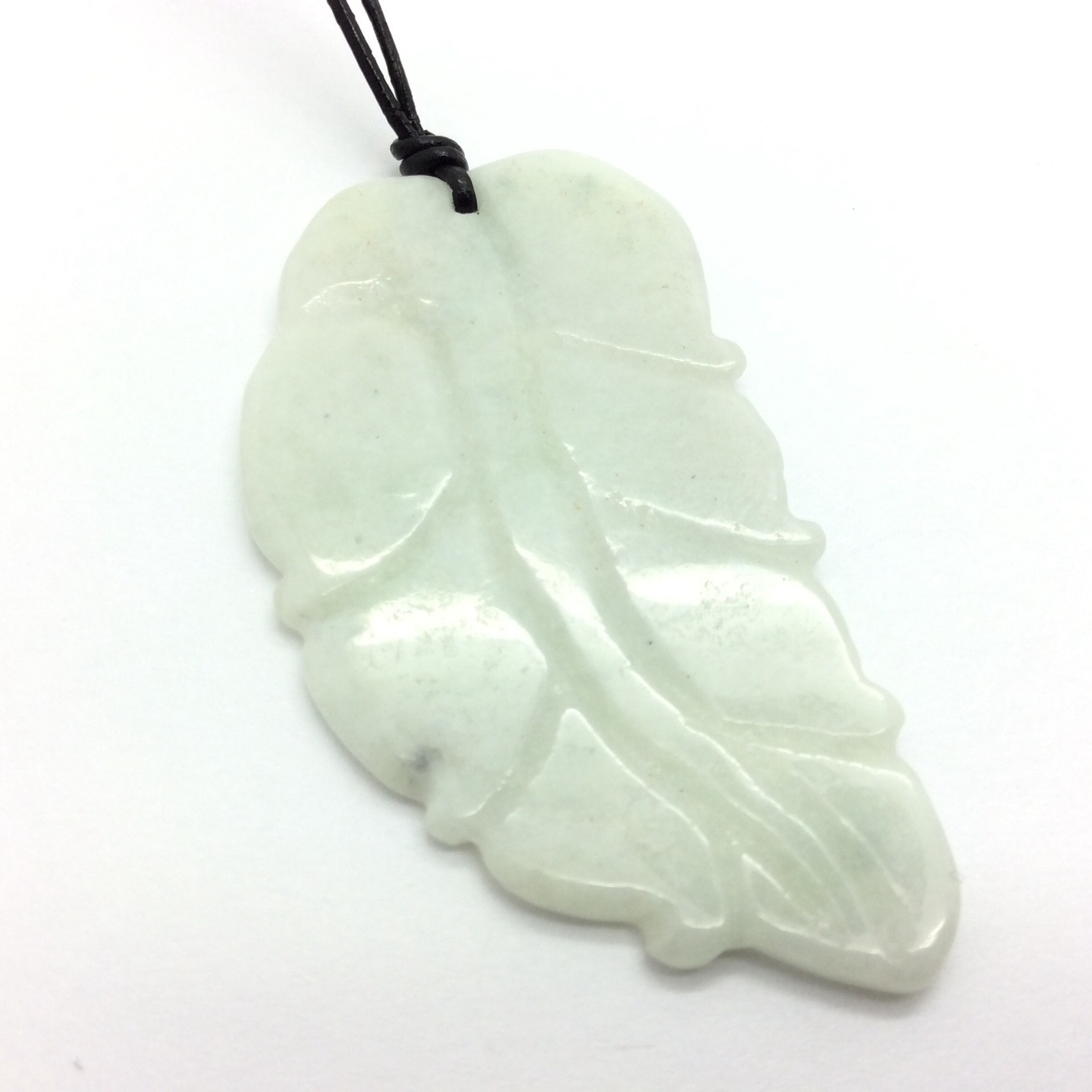 Burmese Jade Leaf Pendant Light Green Jadeite Jade Necklace Burma Myanmar #3