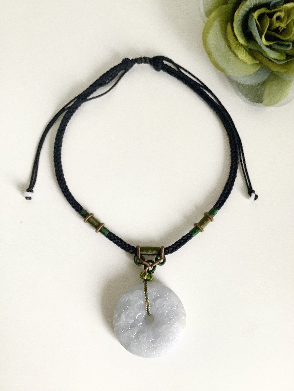 Handmade Natural Burmese Jadeite Dragon Pendant Necklace Large Chunky Statement