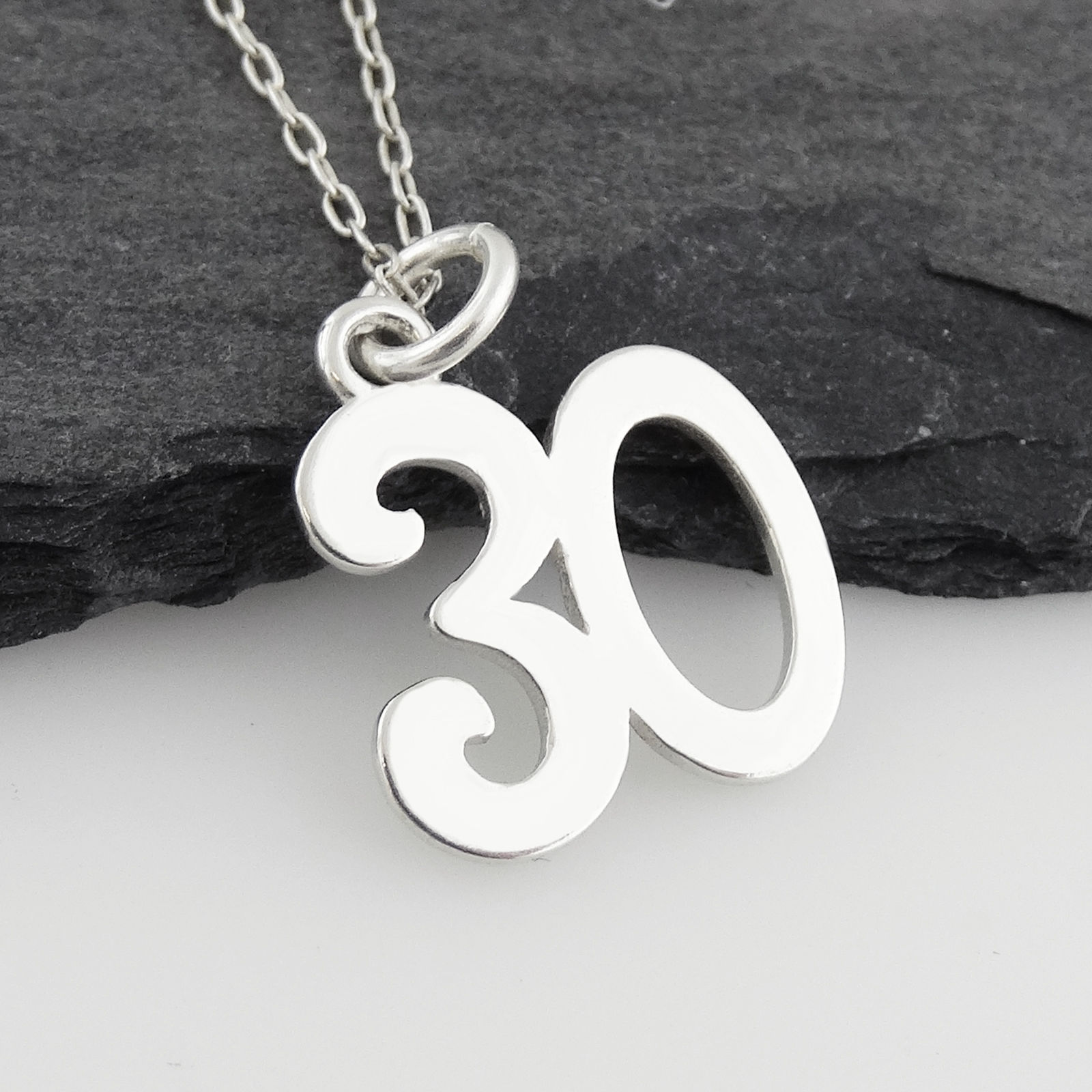 Number 30 Charm Necklace – 925 Sterling Silver Thirty 30th Birthday Anniversary