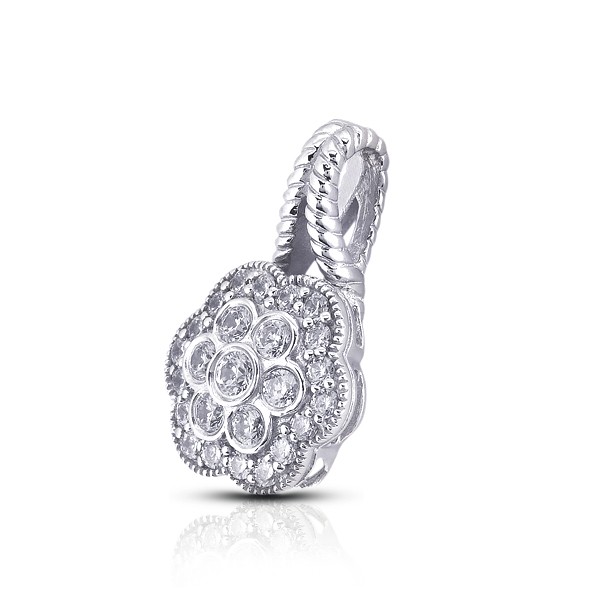 0.62ctw E/VS2 Round Brilliant Earth Mined Certified Diamonds White Gold Pendant