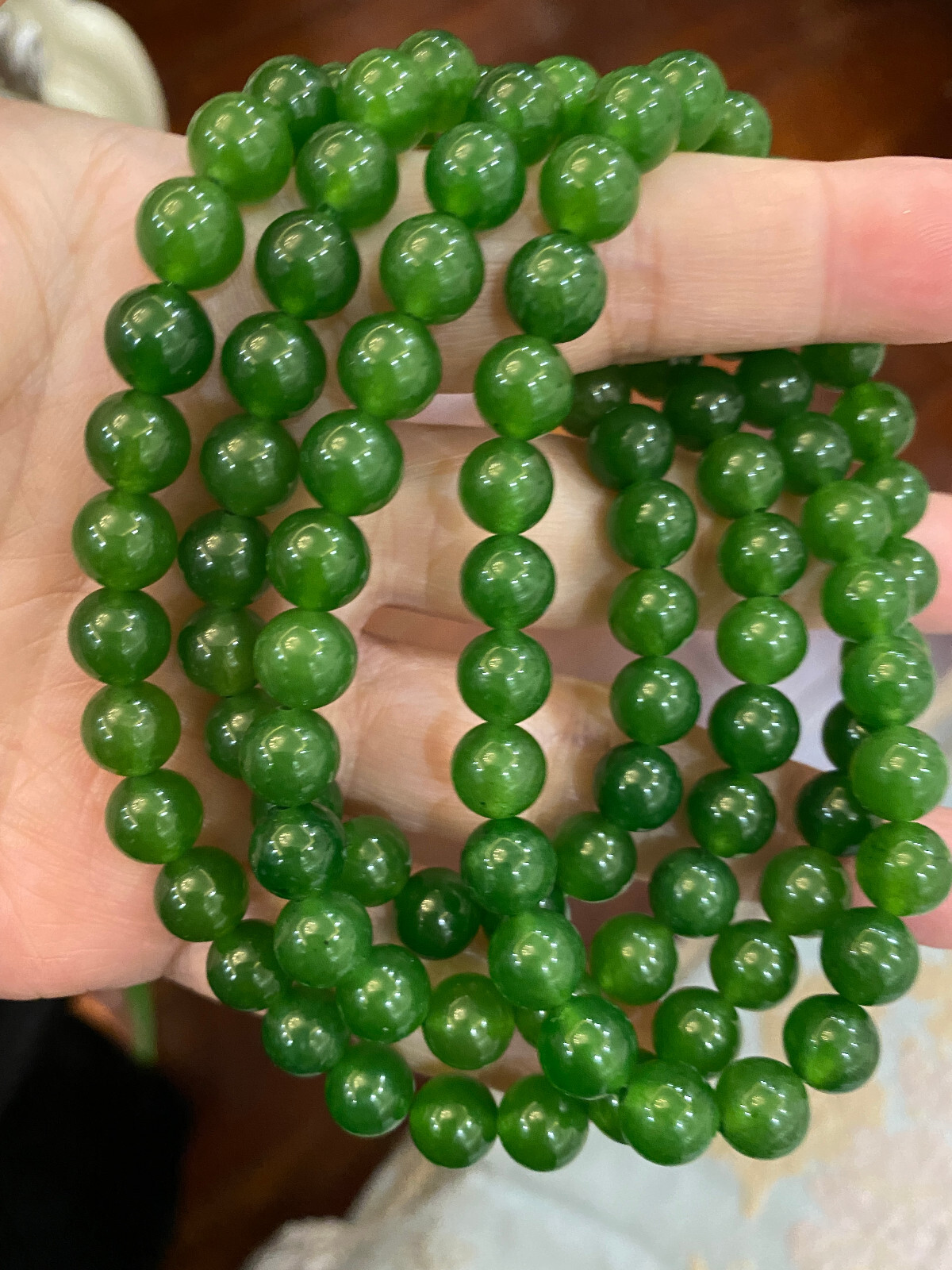LONG NEW HIGHEND*RARE*GORGEOUS 8MM GREEN CARNELIAN JADE稀有天然玛瑙绿玉 NECKLACE
