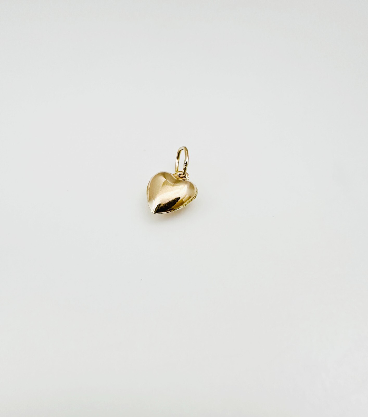 14K Solid Yellow Gold Mini / Petite Puffy Puffed Heart Charm Pendant 12.5x6mm