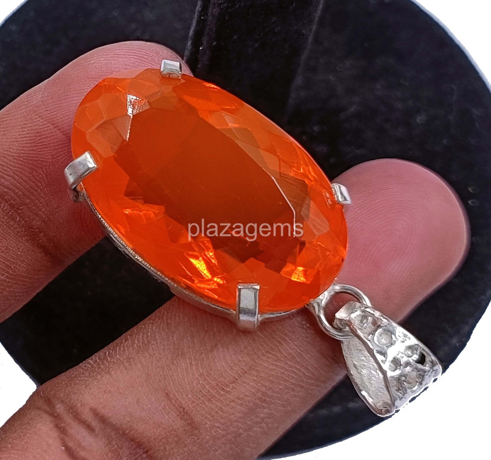 EGL Certified 76 Ct Natural Orange Sapphire 925 Silver Pendant Loose Gems 5OSI