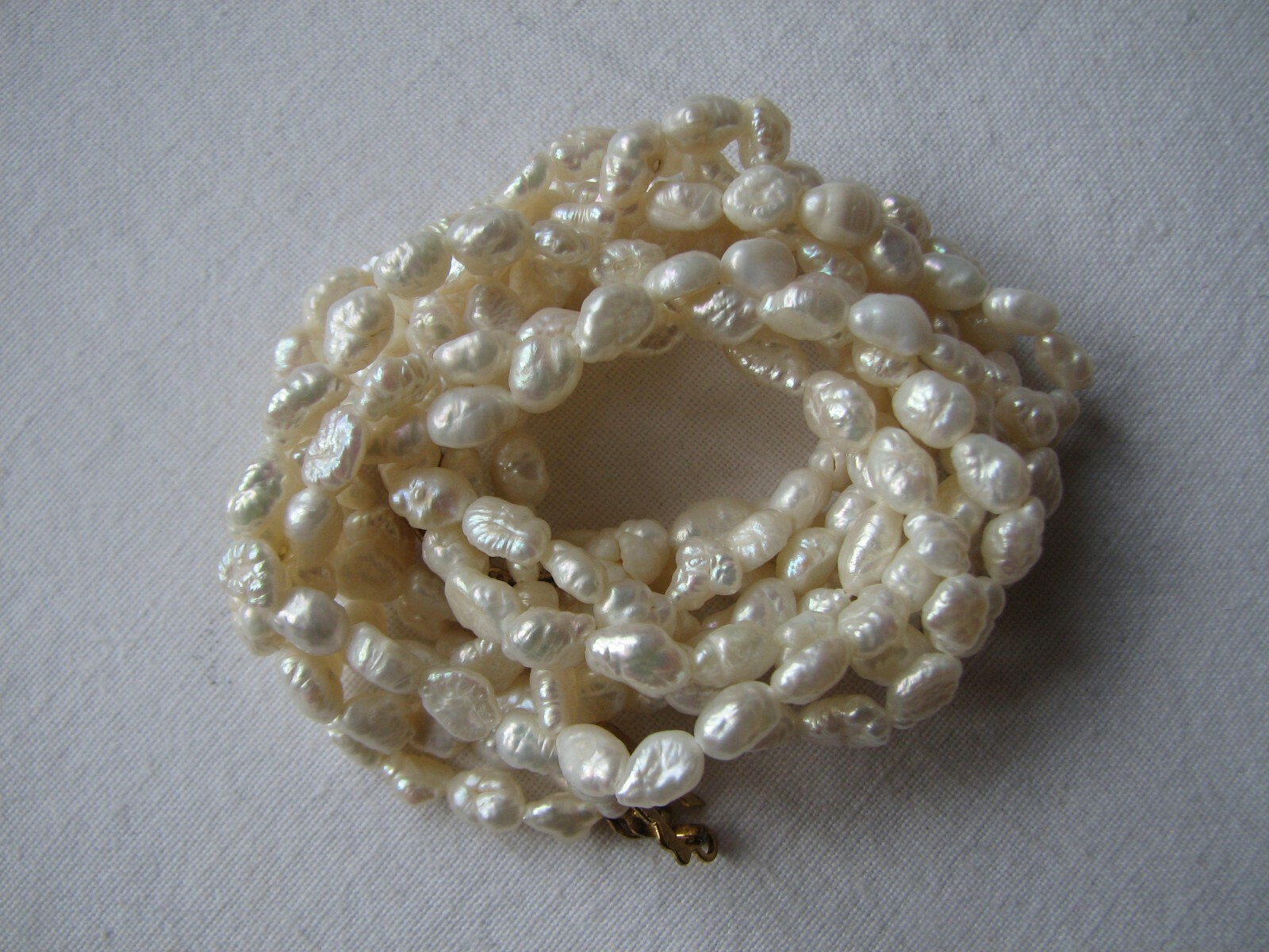 3 Strand String Small Baroque Pearls Necklace