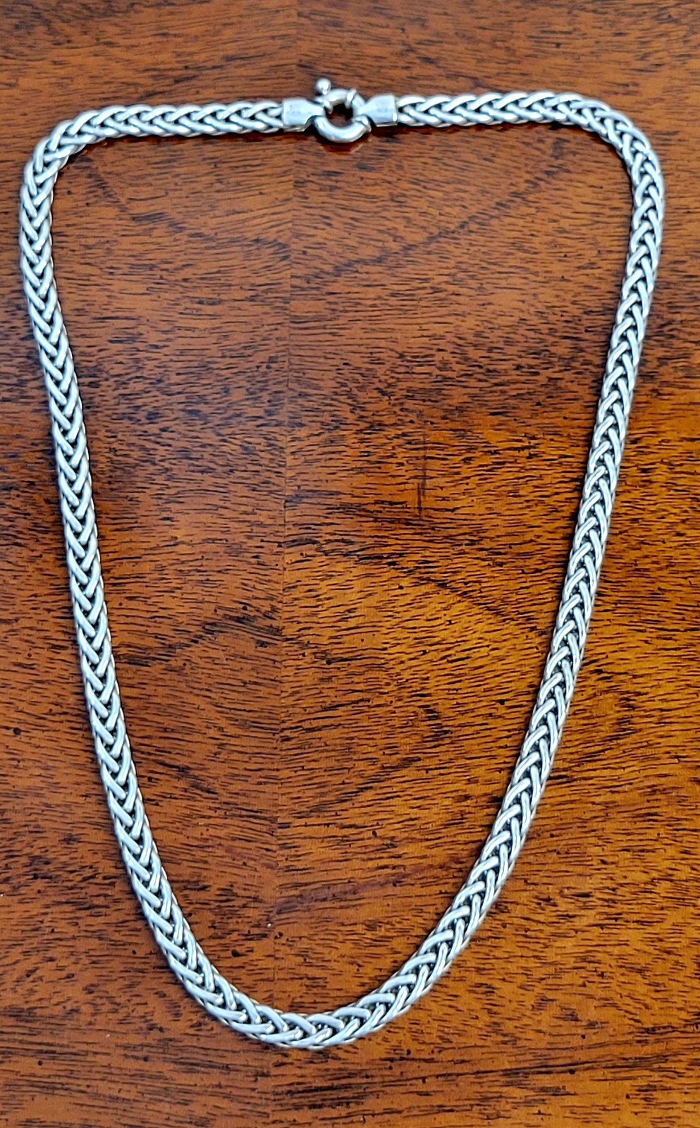 Solid Sterling Italian Foxtail Necklace Luxurious 18″ 31.4 Grams Stamped 925 OTC