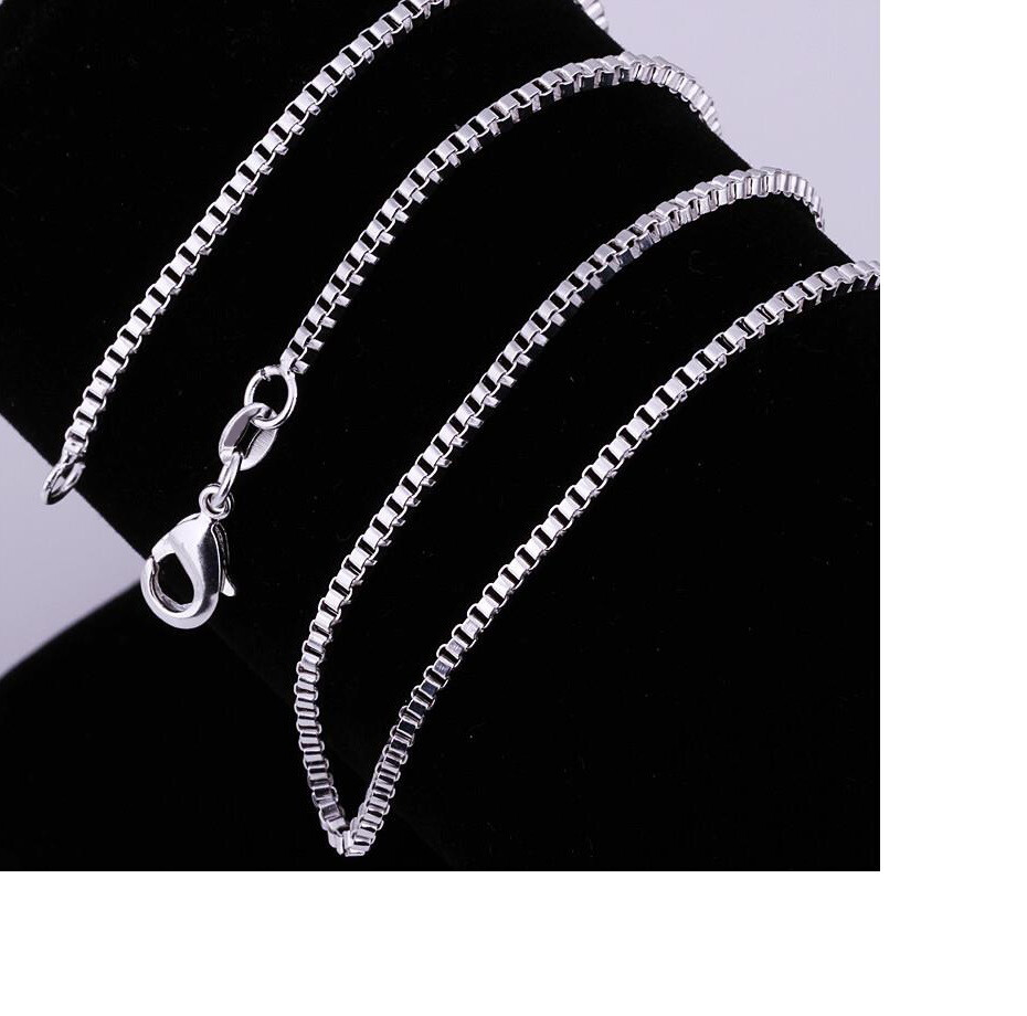 Solid 925 Sterling Silver Classic 1.2mm Thin 16″~ 32″ Italian Box Chain Necklace