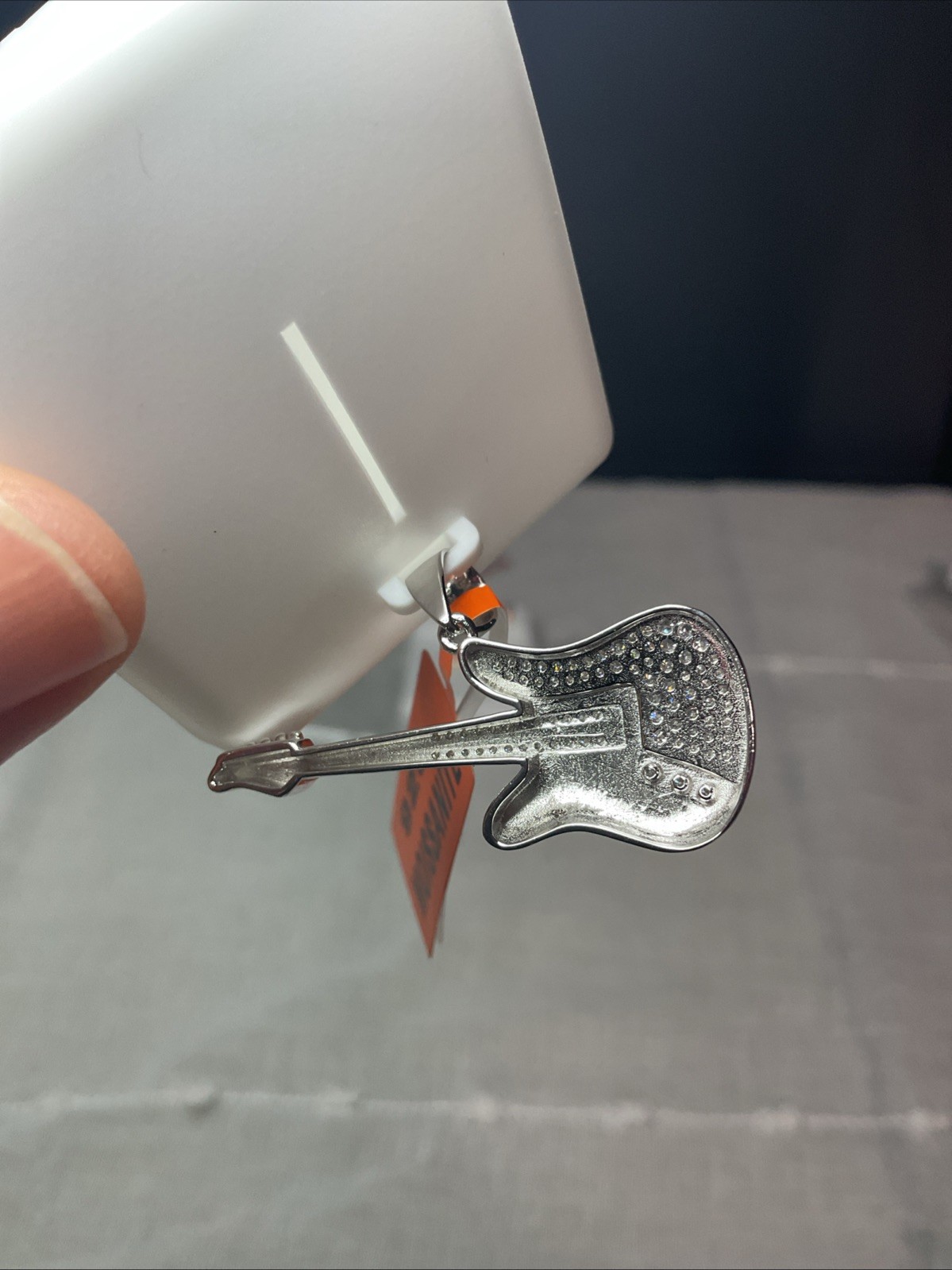 $450 925 Sterling Silver Moissanite Electric Guitar Pendant 1.00CTW MUSIC