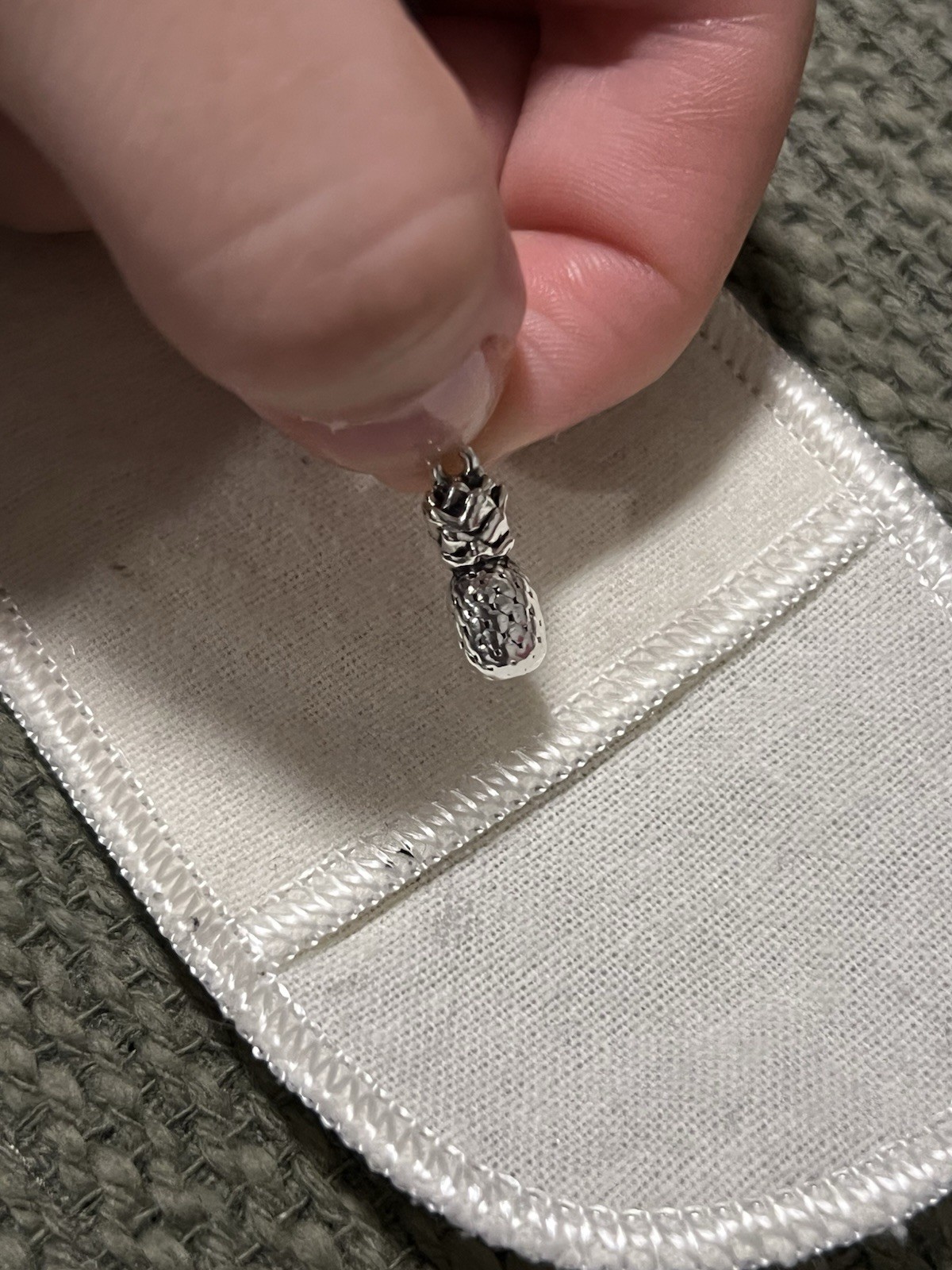 Silver Tone Pineapple Charm Pendant Necklace Jewelry, Silver Metal, No Stone