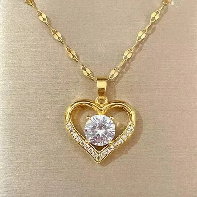 3CT Lab Created Diamond Women Wedding Pendant Round Cut 14k Yellow Gold Plated