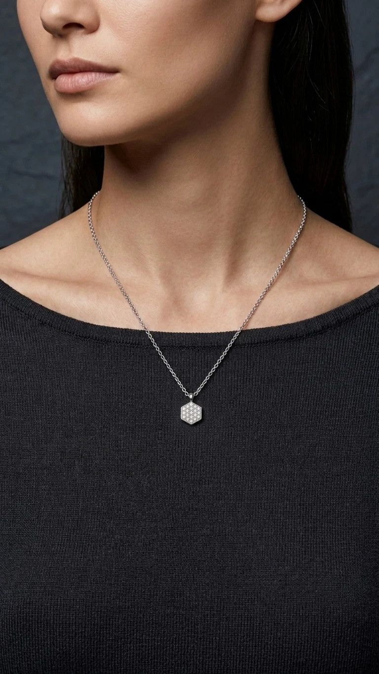 Maison Birks Bee Chic 18K White Gold 0.16ct Diamond Necklace 15-18″ w/ Box