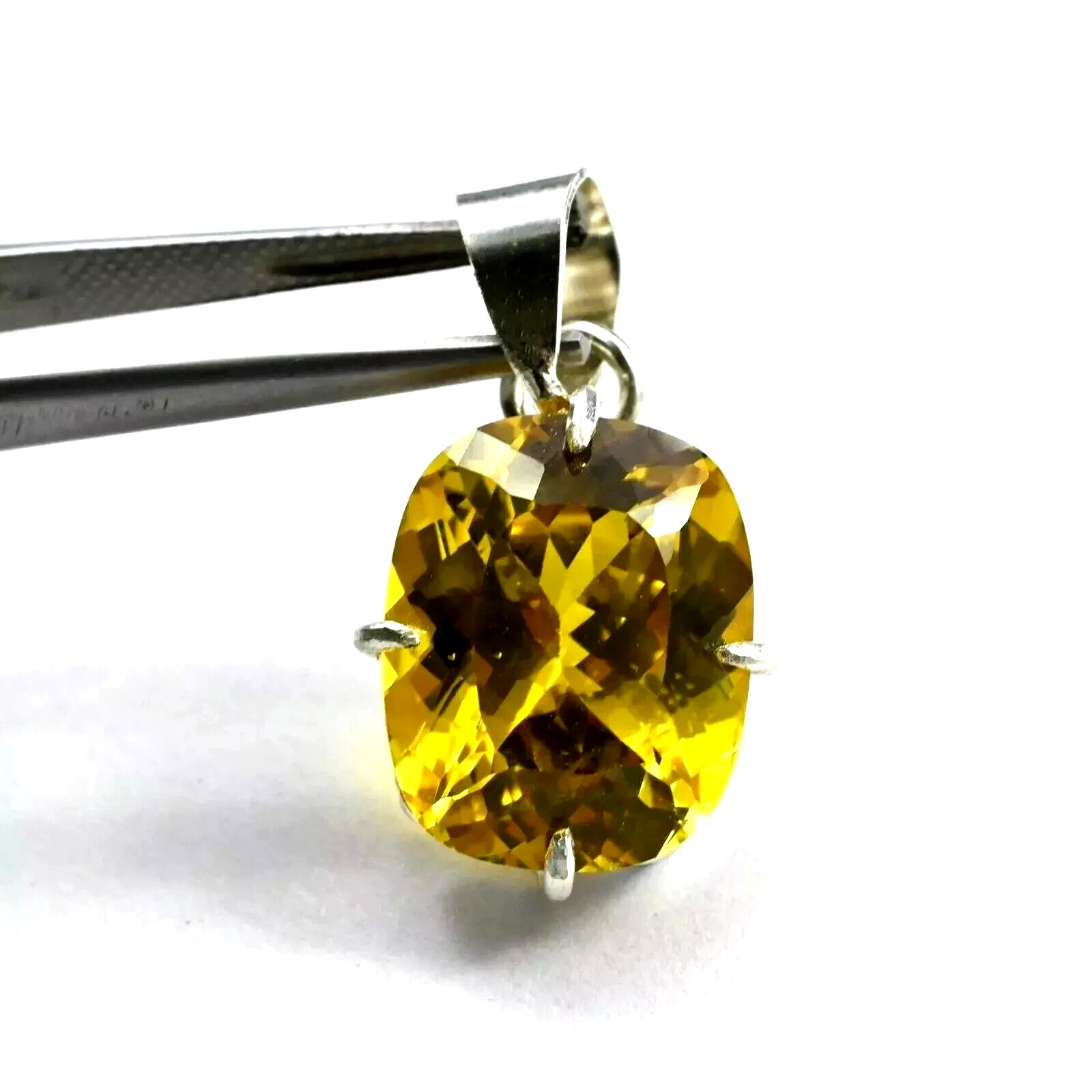 Natural 26.85 Ct Yellow Sapphire Cushion Cut 925 Solid Silver Pendant Gemstone