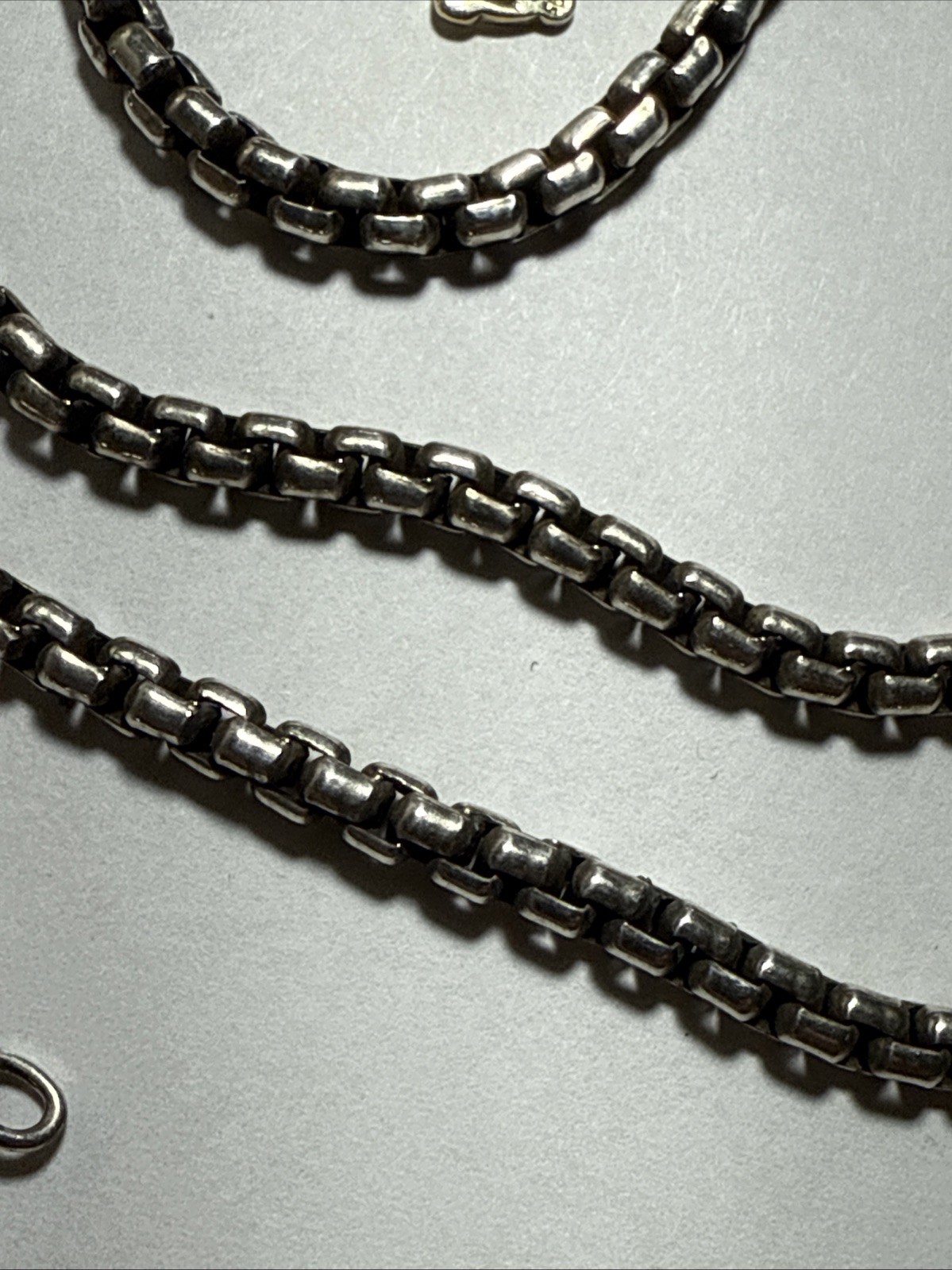 David Yurman Box Chain Necklace 33” 3mm Sterling 14k Hang Tag 50.2gr Vintage