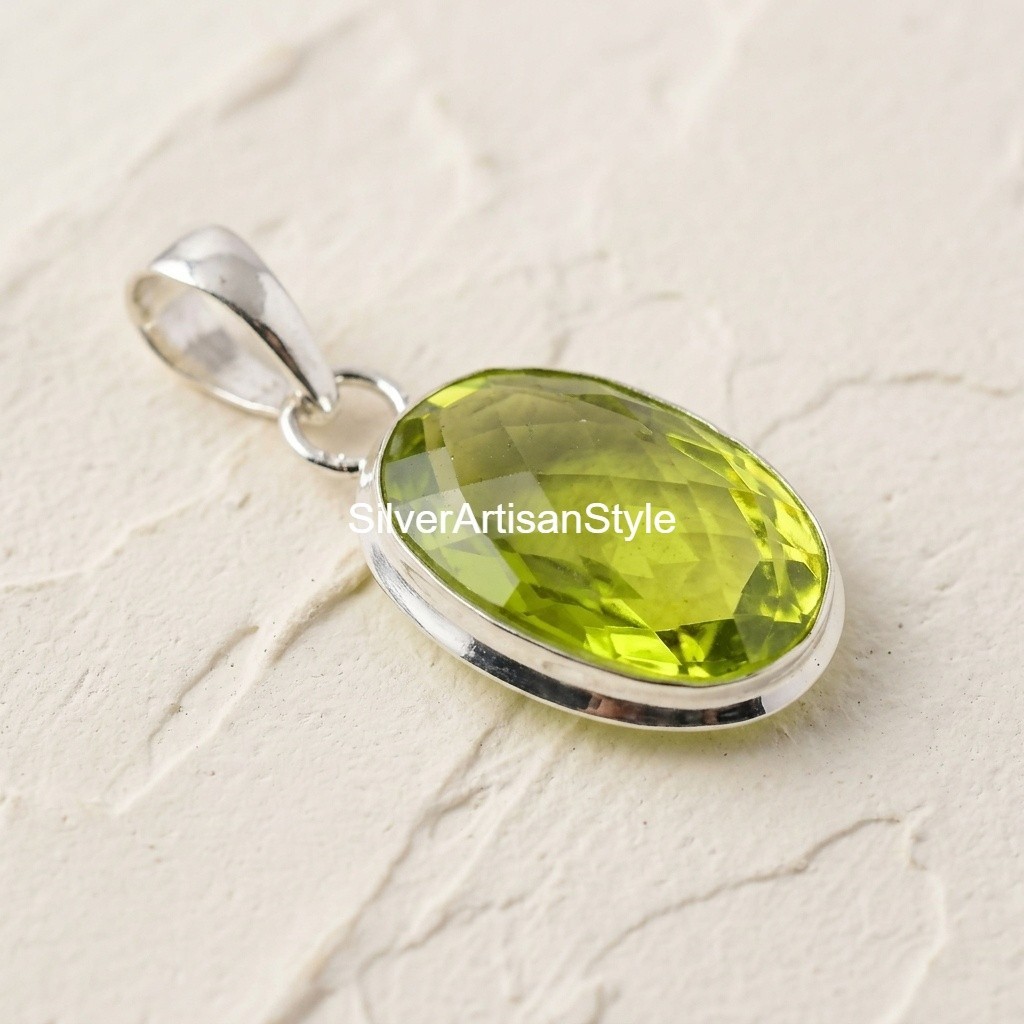 Peridot Gemstone Handmade 925 Sterling Silver Jewelry Pendant For Gifts Handmade