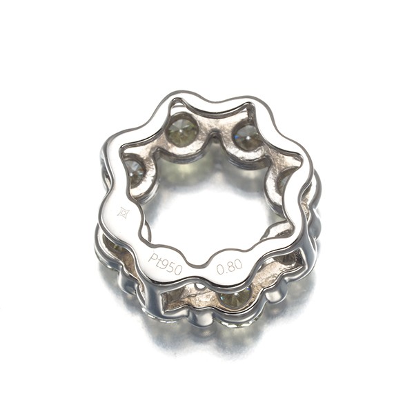 Auth GSTV Pendant Clear&Yellow Diamond 0.80ct Circle 950 Platinum