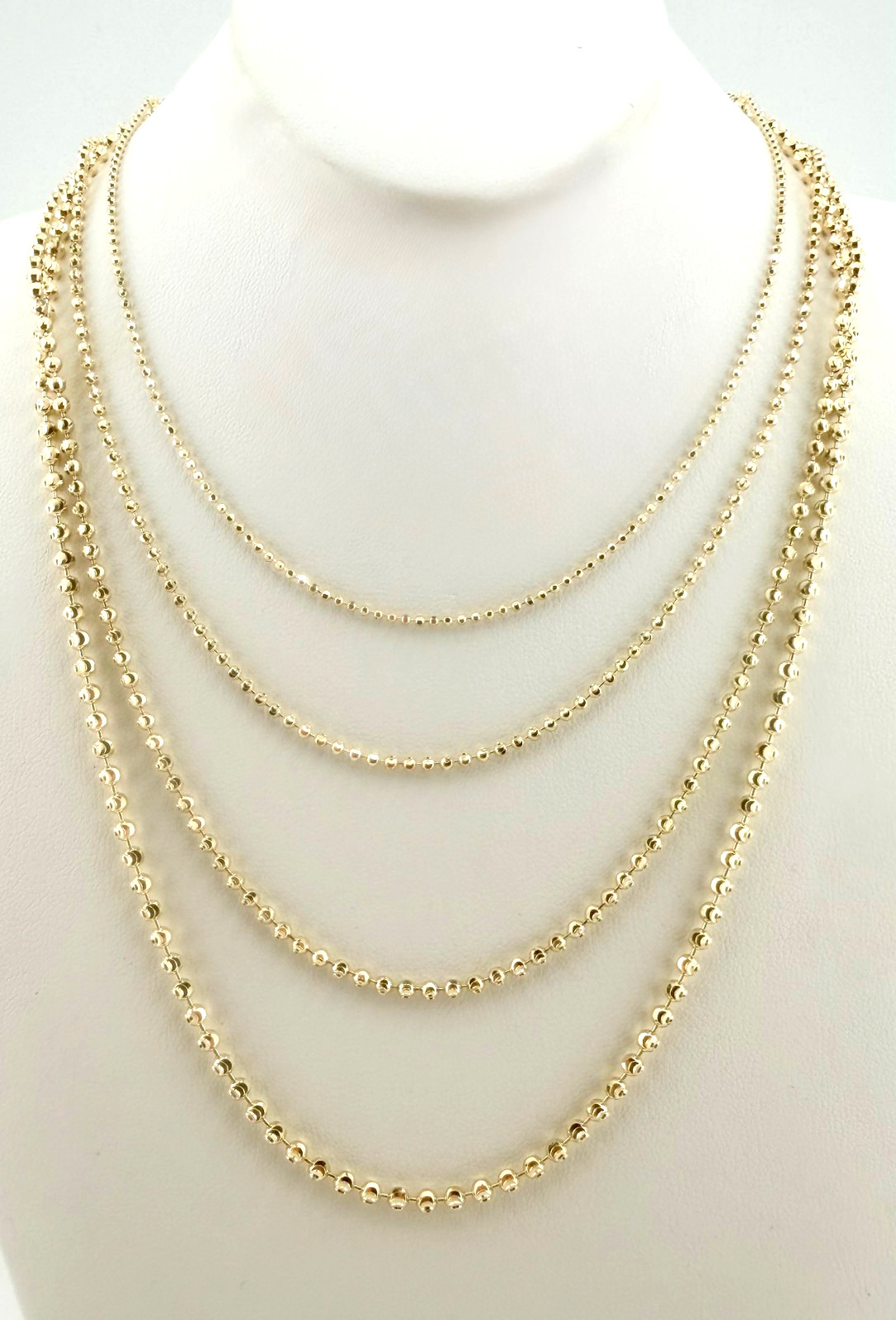 Pure 14 K Yellow Gold Mooncut Ball Chains