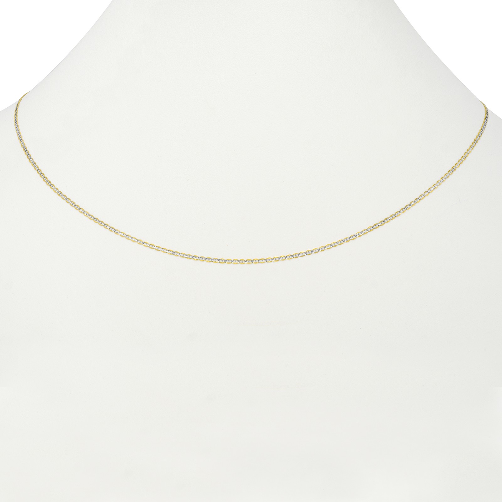 10K Yellow Gold Solid 1.5mm Pave Diamond Cut Mariner Anchor Chain Necklace 16″