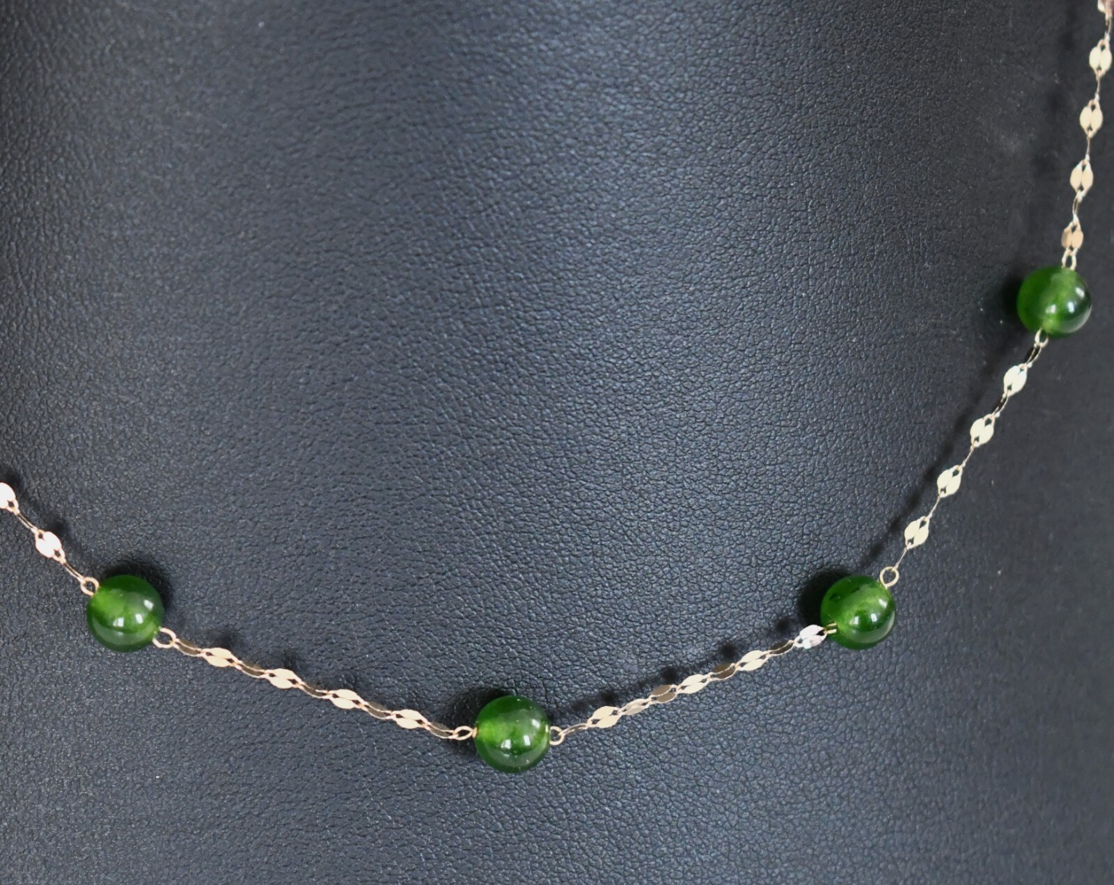 🆕14K YELLOW GOLD and Peridot Beaded Necklace 19in
