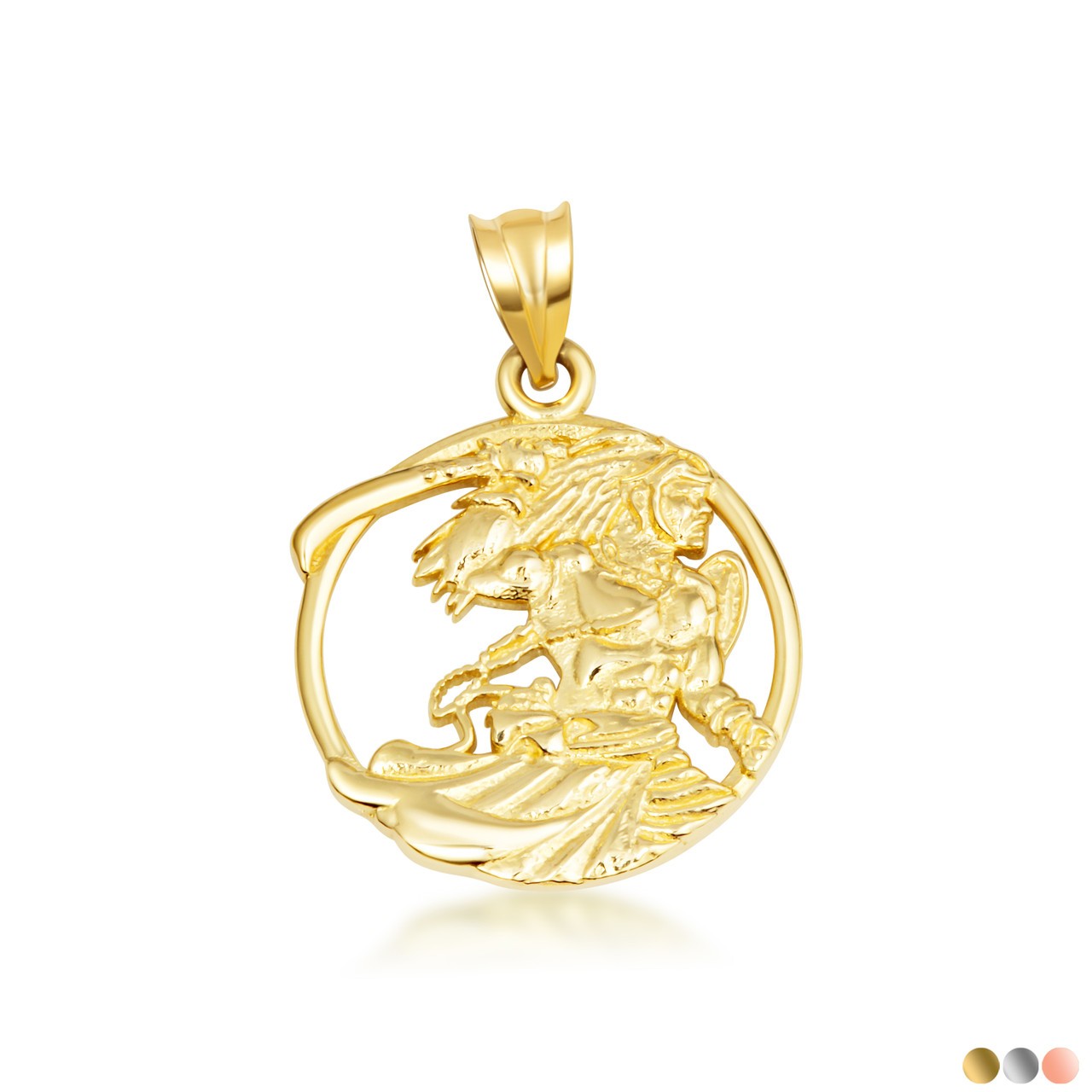 Gold Afro-Brazilian Deity Ogum Orisha Pendant Necklace