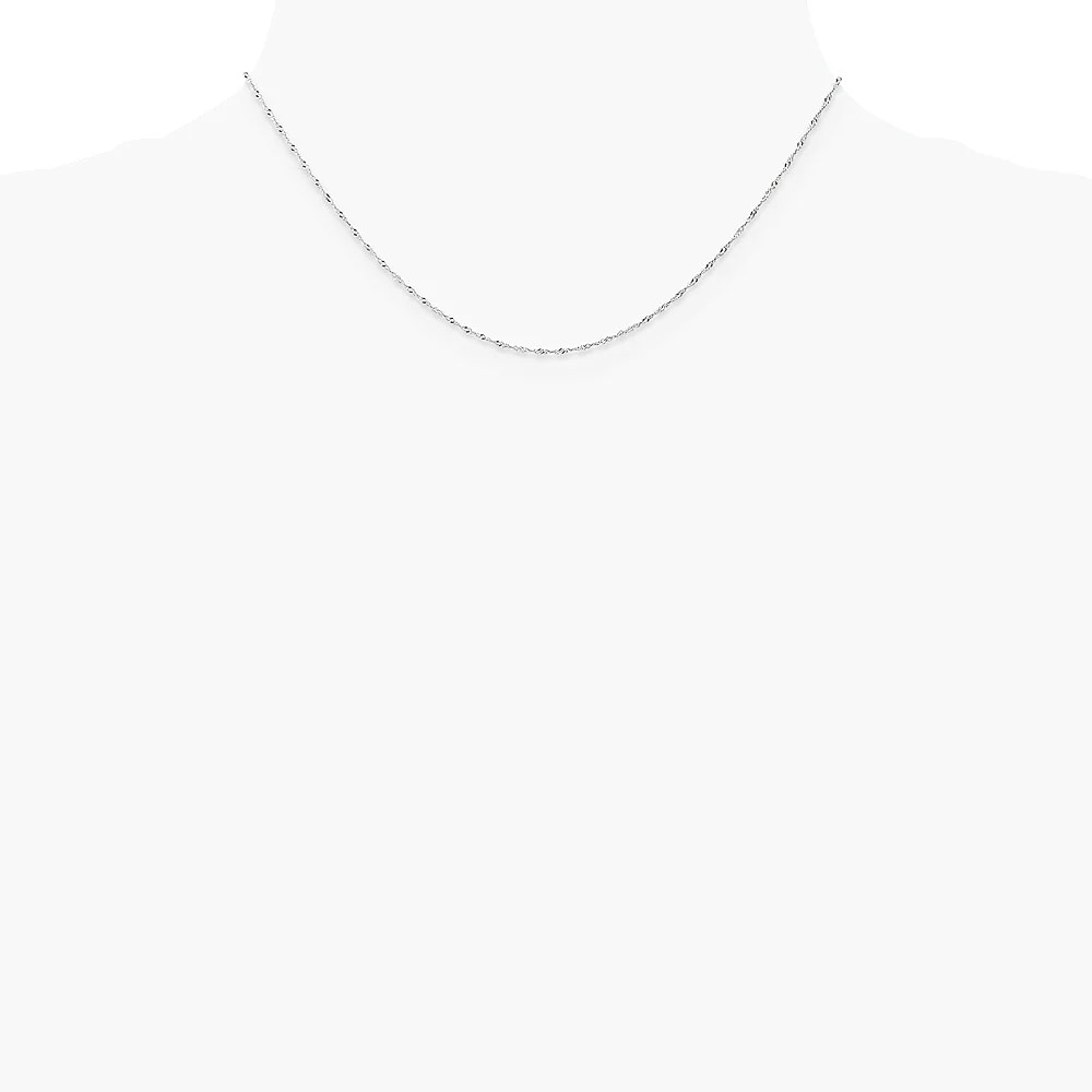 14K White Gold 1mm Carded Singapore Chain Necklace 16″-24″