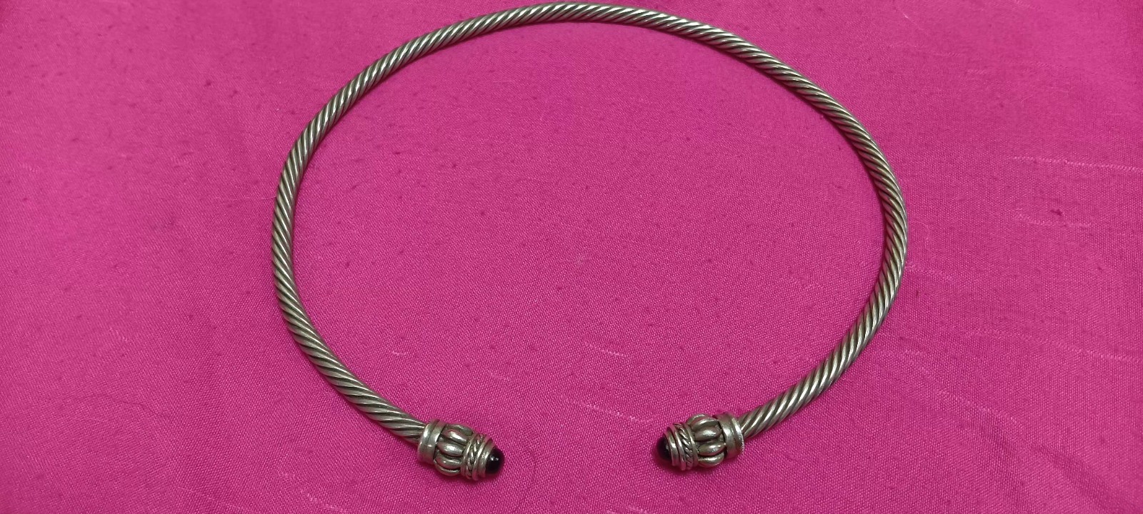 VINTAGE STERLING SILVER CHOKER BLACK ONYX MARKED 925 TESTED 48.8 GRAMS