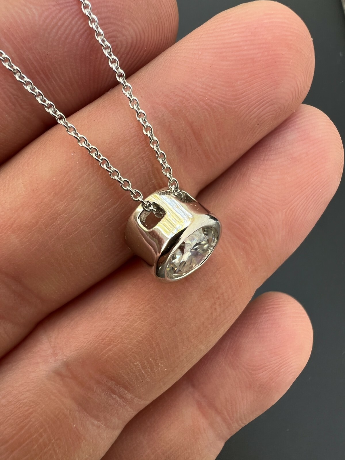 925 Silver Real Moissanite Solitaire Pendant Necklace GRA Passes Diamond Tester