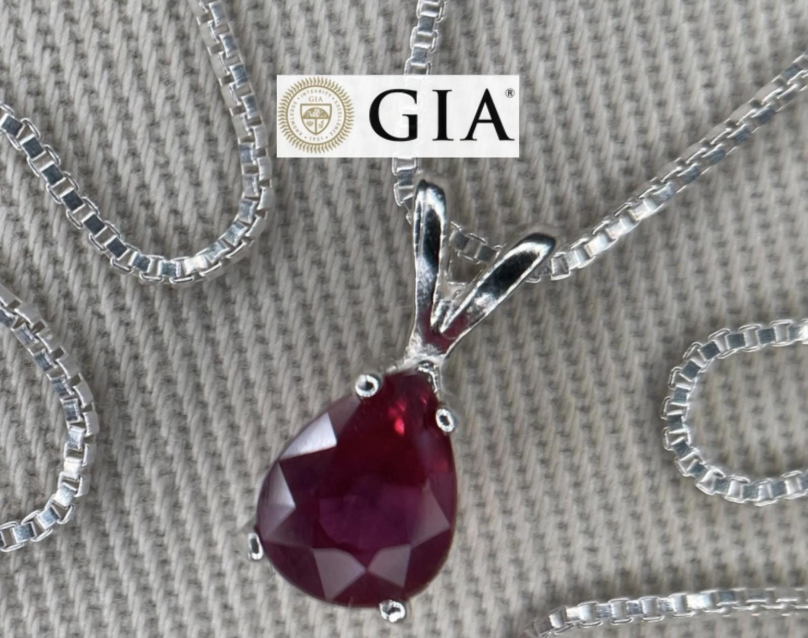 GIA Certified Unheated Ruby 1.20ct Necklace Pendant Untreated Natural Real U132