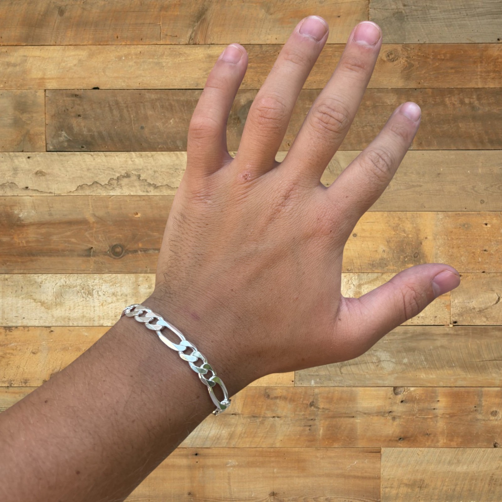 8mm Figaro Bracelet Link – Real Solid 925 Sterling Silver Or 14k Gold Vermeil