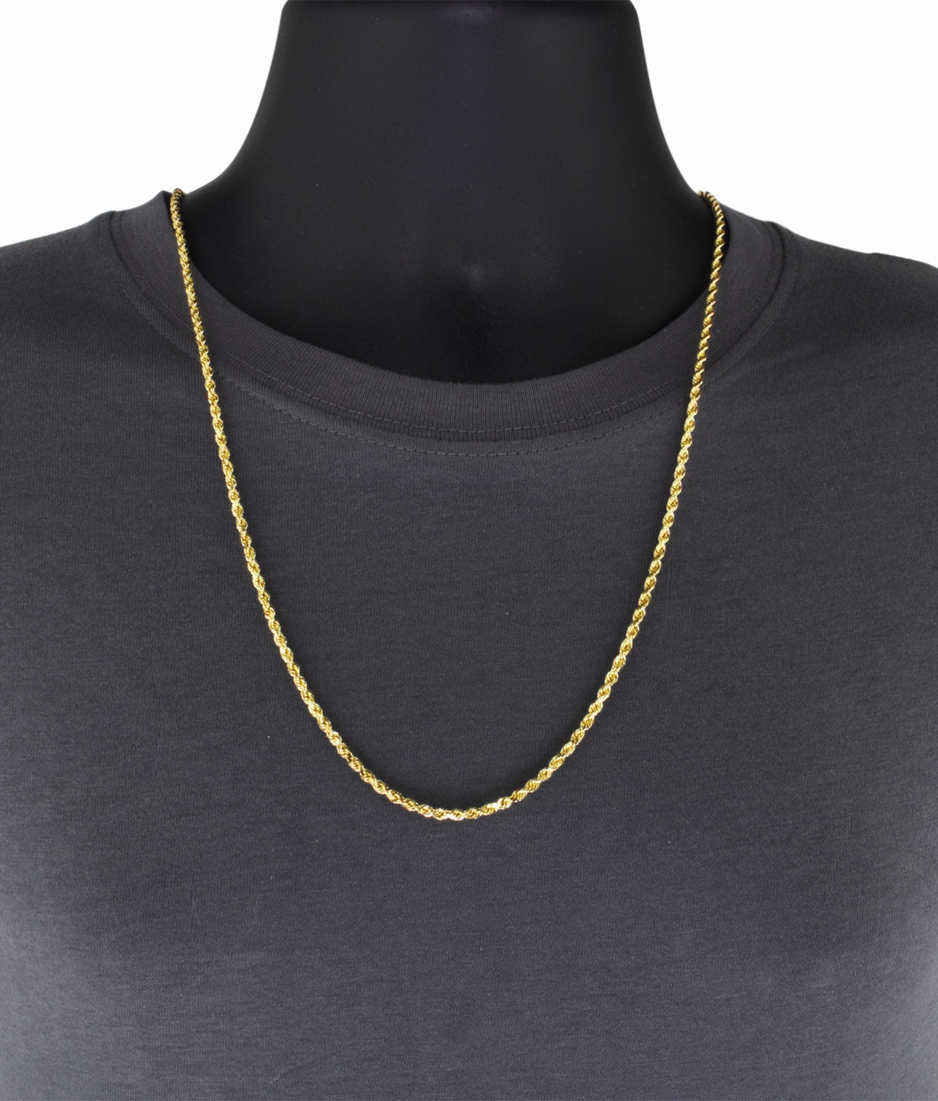 10K Yellow Gold 3mm Solid Mens Diamond Cut Italian Rope Chain Necklace 18″- 30″